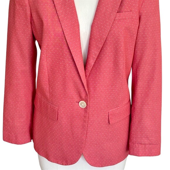 Johnston & Murphy Blazer Womens Size M Pink Polka Dot 1-Button Striped - Picture 6 of 8